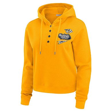 Women's WEAR by Erin Andrews Gold Nashville Predators Waffle-Knit Pullover Hoodie