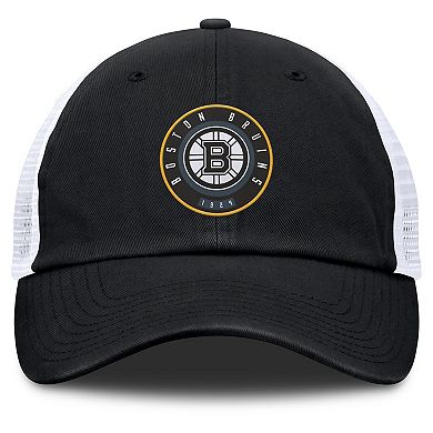 Men's Fanatics Black/White Boston Bruins Averie Trucker Adjustable Hat