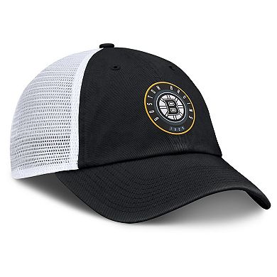 Men's Fanatics Black/White Boston Bruins Averie Trucker Adjustable Hat