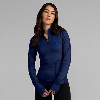 Women's Fanatics Navy New York Yankees Elements Raglan Tri-Blend Quarter-Zip Top