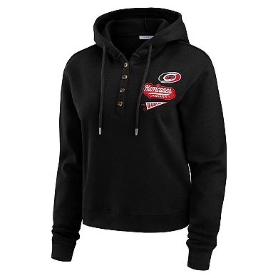 Women's WEAR by Erin Andrews Black Carolina Hurricanes Waffle-Knit Pullover Hoodie