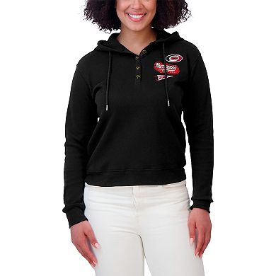Women's WEAR by Erin Andrews Black Carolina Hurricanes Waffle-Knit Pullover Hoodie