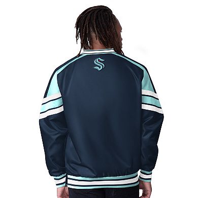 Men's Starter Navy Seattle Kraken Reliver I V-Neck Pullover Jacket