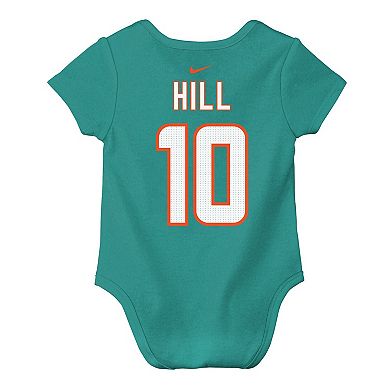 Infant Nike Tyreek Hill Aqua Miami Dolphins Player Name & Number Bodysuit