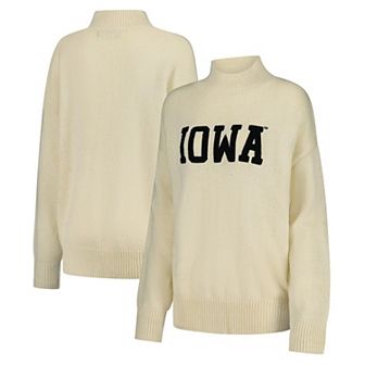 Women's Gameday Social Cream Iowa Hawkeyes Oversized Varsity Sweater