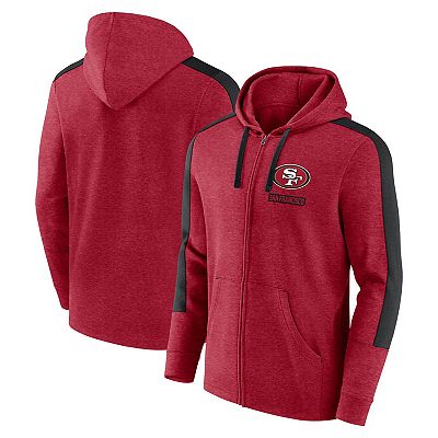 Men s Fanatics Heather Scarlet San Francisco 49ers Gains Full Zip Hoodie
