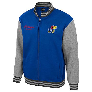 Men's Colosseum Royal Kansas Jayhawks Ambi-Turner Full-Zip Varsity Jacket