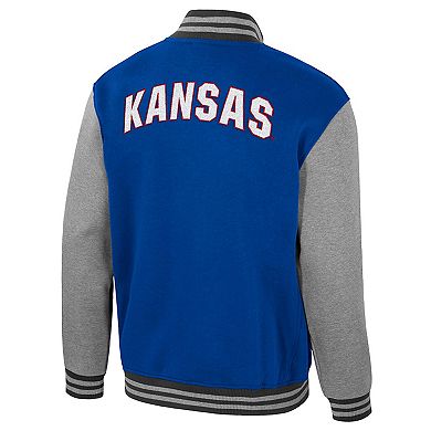 Men's Colosseum Royal Kansas Jayhawks Ambi-Turner Full-Zip Varsity Jacket