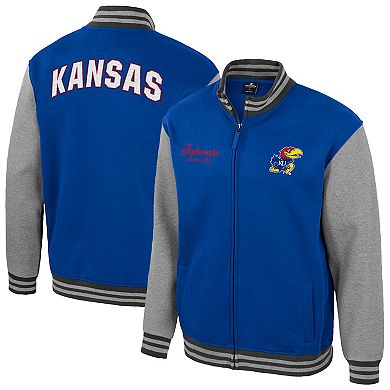 Men's Colosseum Royal Kansas Jayhawks Ambi-Turner Full-Zip Varsity Jacket