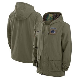 Men's Nike Olive Penn State Nittany Lions 2024 Military Appreciation Full-Snap Hoodie Military Jacket