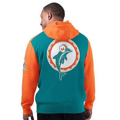 Men's Starter Aqua Miami Dolphins Extreme Vintage Logo Pullover Hoodie