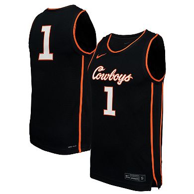 Men's Nike #1 Black Oklahoma State Cowboys Replica Basketball Jersey