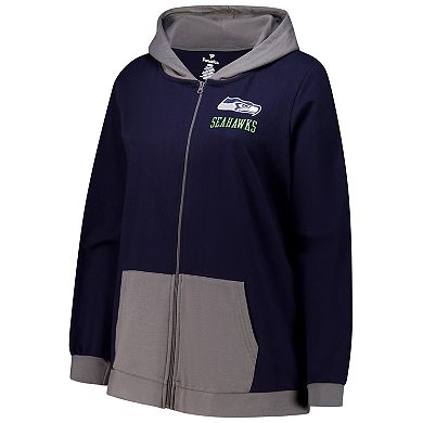 Women's Fanatics College Navy Seattle Seahawks Hit It Full-Zip Hoodie