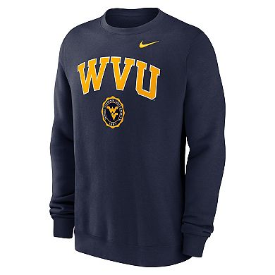 Men's Nike Navy West Virginia Mountaineers Arched Seal Pullover Sweatshirt