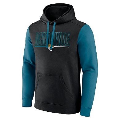 Men's Fanatics Black/Teal Jacksonville Jaguars Outline Pullover Hoodie