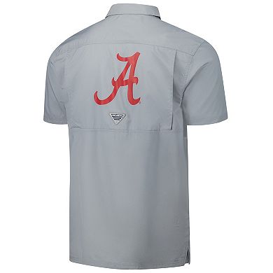 Men's Columbia Gray Alabama Crimson Tide PFG Slack Tide�� Omni-Shade�� Button-Up Camp Shirt