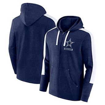 Men's Fanatics Heather Navy Dallas Cowboys Gains Full-Zip Hoodie