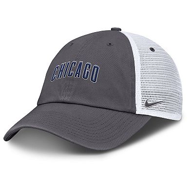 Men's Nike Gray Chicago Cubs Wordmark Club Adjustable Trucker Hat