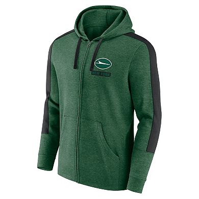 Men's Fanatics Heather Green New York Jets Gains Full-Zip Hoodie