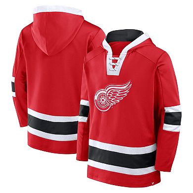 Men's Fanatics Red Detroit Red Wings Inside Line Fleece Pullover Hoodie