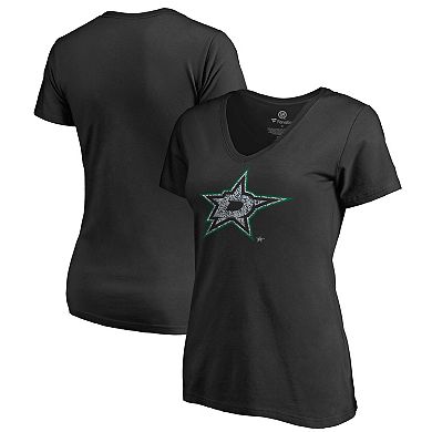 Women's Black Dallas Stars Static Logo V-Neck T-Shirt