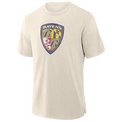 Men's Fanatics Cream Baltimore Ravens Slub T-Shirt