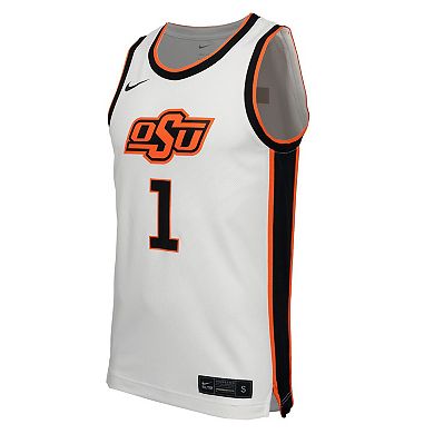 Men's Nike #1 White Oklahoma State Cowboys Replica Basketball Jersey