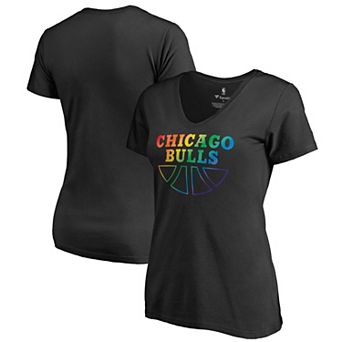 Women's Black Chicago Bulls Team Pride Wordmark V-Neck T-Shirt