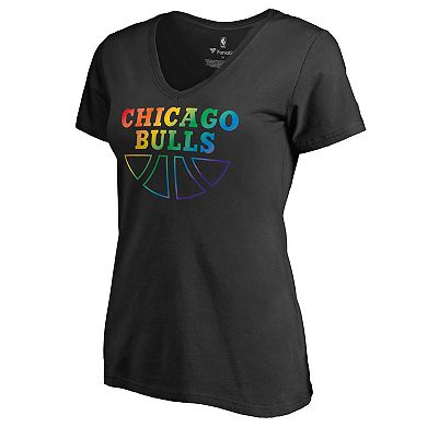 Women's Black Chicago Bulls Team Pride Wordmark V-Neck T-Shirt