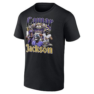 Men's Fanatics Lamar Jackson Black Baltimore Ravens Notorious Player Graphic T-Shirt