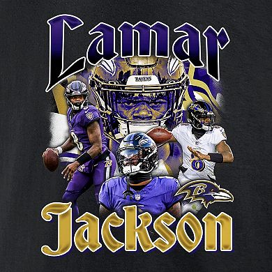 Men's Fanatics Lamar Jackson Black Baltimore Ravens Notorious Player Graphic T-Shirt