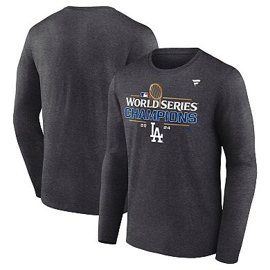 Men's Fanatics Heather Charcoal Los Angeles Dodgers Big & Tall 2024 World Series Champions Locker Room Long Sleeve T-Shirt