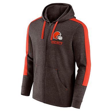 Men's Fanatics Heather Brown Cleveland Browns Gains Full-Zip Hoodie