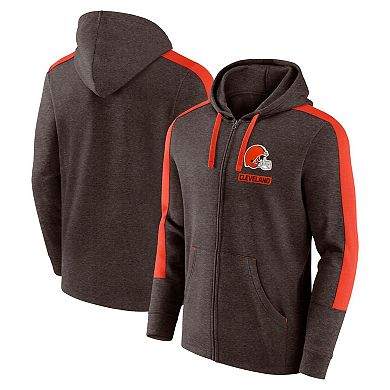 Men's Fanatics Heather Brown Cleveland Browns Gains Full-Zip Hoodie