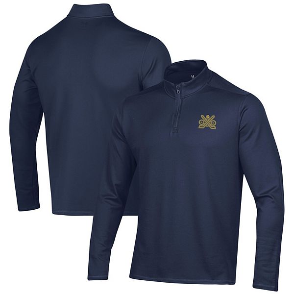Men s Under Armour Navy Notre Dame Fighting Irish Ireland Motion Quarter Zip Pullover Top