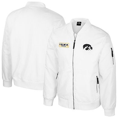 Men's Colosseum Iowa Hawkeyes White Rabbit Full-Zip Bomber Jacket