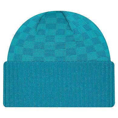 Men's New Era Aqua Miami Dolphins Checkered Cuffed Knit Hat