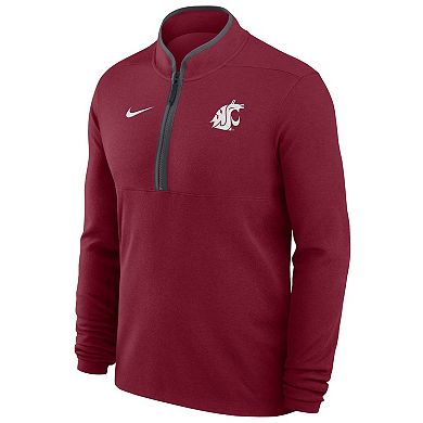 Men's Nike Crimson Washington State Cougars Coaches Courtside Basketball Victory Performance Quarter-Zip Top