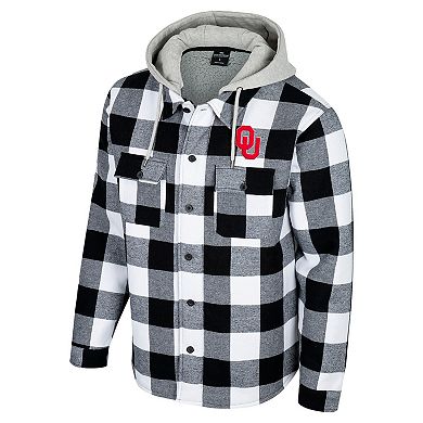 Men's Colosseum Black/White Oklahoma Sooners Buffalo Plaid Full-Zip Jacket