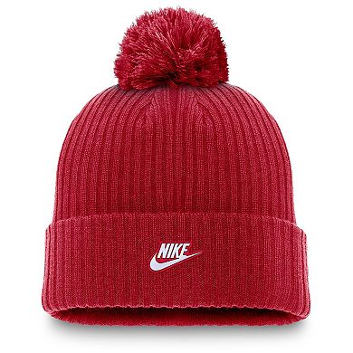 Men's Nike Red Atlanta Braves Cooperstown Collection Patch Cuffed Knit Hat with Pom