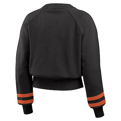 Women's WEAR by Erin Andrews Black Baltimore Orioles Vintage Washed Cropped Pullover Sweatshirt