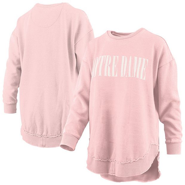 Women s Pressbox Pink Notre Dame Fighting Irish Poncho Fleece Pullover Sweatshirt