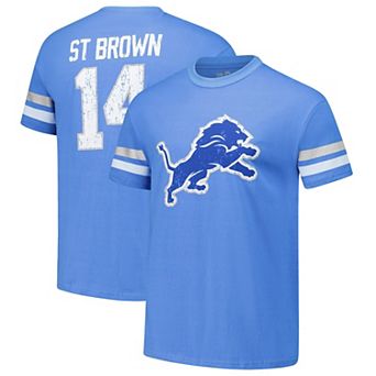 Men's Majestic Threads Amon-Ra St. Brown Blue Detroit Lions Oversized Player Name & Number T-Shirt