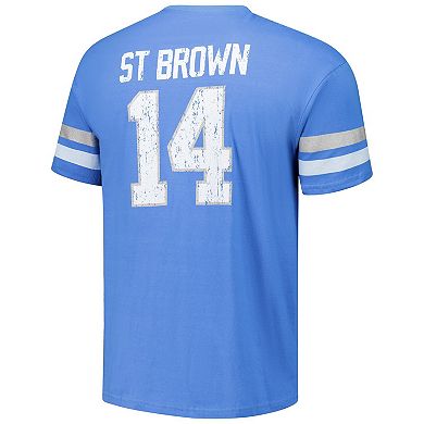 Men's Majestic Threads Amon-Ra St. Brown Blue Detroit Lions Oversized Player Name & Number T-Shirt