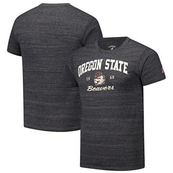 Men's League Collegiate Wear Charcoal Oregon State Beavers Arch Script Victory Falls Tri-Blend T-Shirt