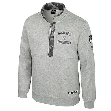 Men's Colosseum Heather Gray Arizona State Sun Devils OORAH OHT Military Appreciation Fleece Quarter-Zip Jacket