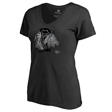 Women's Black Chicago Blackhawks Core Smoke V-Neck T-Shirt