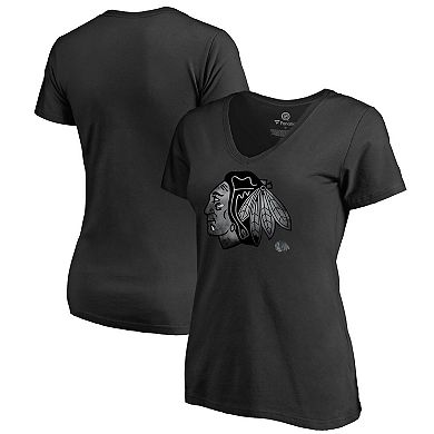 Women's Black Chicago Blackhawks Core Smoke V-Neck T-Shirt