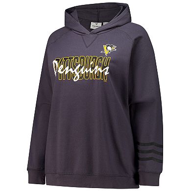 Women's Fanatics Charcoal Pittsburgh Penguins Plus Size Lightweight Fleece Pullover Hoodie