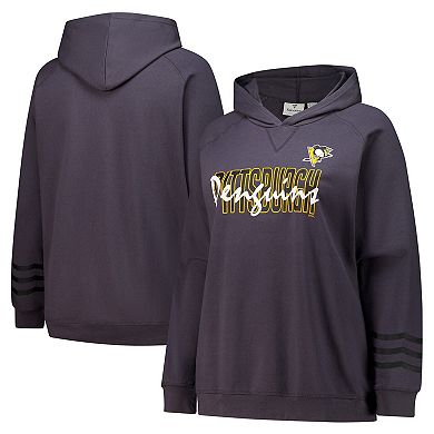 Women's Fanatics Charcoal Pittsburgh Penguins Plus Size Lightweight Fleece Pullover Hoodie
